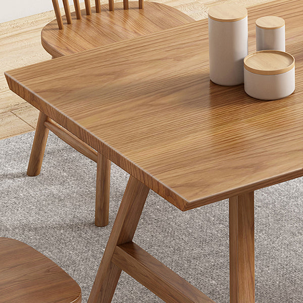 Rectangle Wooden Dining Table Modern Pine Table in Nature with Double Pedestal
