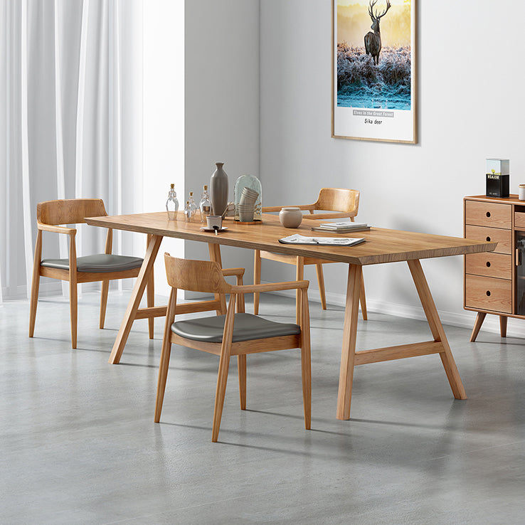 Rectangle Wooden Dining Table Modern Pine Table in Nature with Double Pedestal