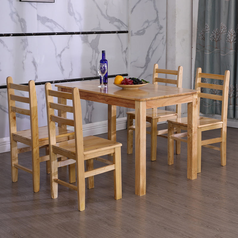 Contemporary Style Oak Dining Table 4 Legs Solid Wood Base Table for Home