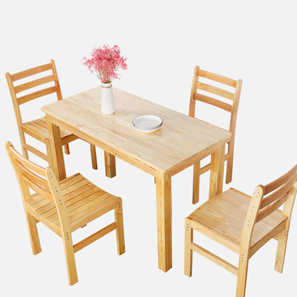 Contemporary Style Oak Dining Table 4 Legs Solid Wood Base Table for Home