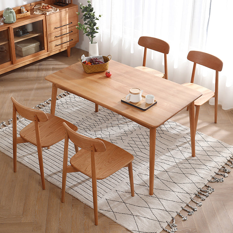 Mesa de comedor rectangular de madera de cerezo Mesa de madera moderna en la naturaleza con 4 patas