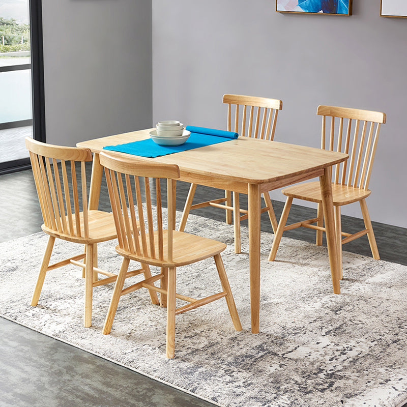 Rubberwood vaste houten eettafel 4 benen basis houten tafel voor keuken