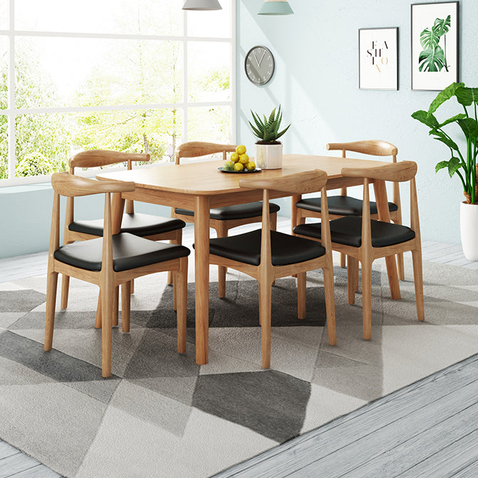 Rubberwood vaste houten eettafel 4 benen basis houten tafel voor keuken