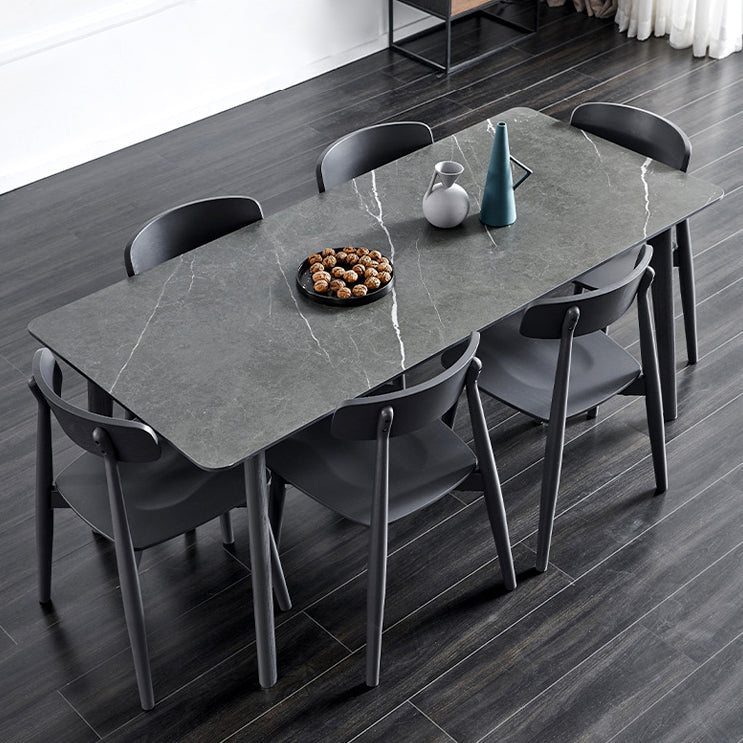 Industrial Rectangle Dining Table for Restaurant Sintered Stone Top Table with 4 Legs