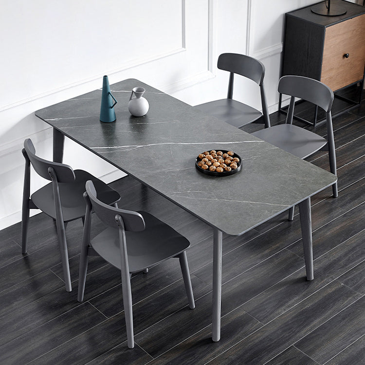 Industrial Rectangle Dining Table for Restaurant Sintered Stone Top Table with 4 Legs