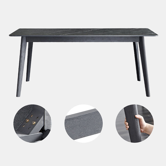 Industrial Rectangle Dining Table for Restaurant Sintered Stone Top Table with 4 Legs