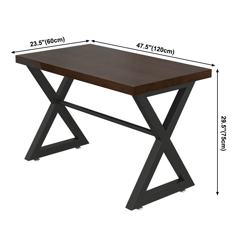Mesa de comedor marrón de estilo industrial, mesa con caballete de madera maciza para comedor