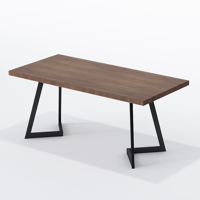 Industrial Brauner Esstisch Massivholz Tisch mit Metallbasis für Esszimmer