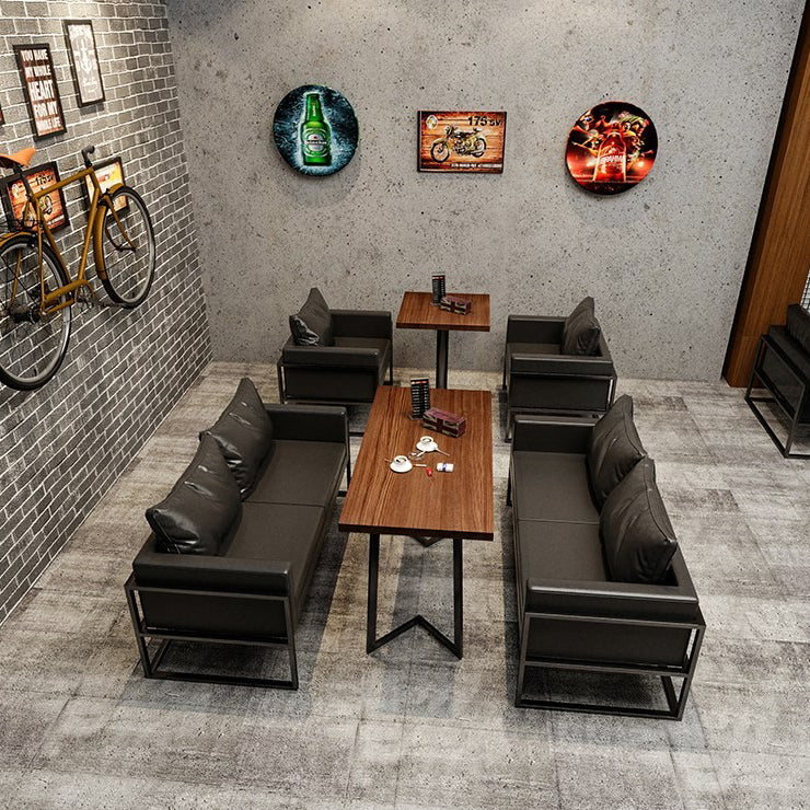 Industrial Brauner Esstisch Massivholz Tisch mit Metallbasis für Esszimmer