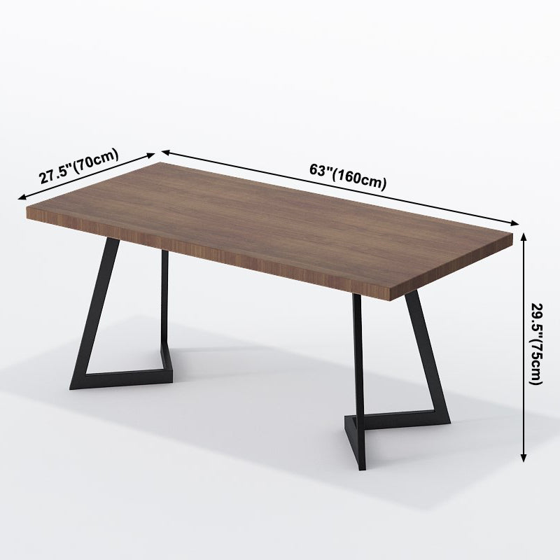 Industrial Brauner Esstisch Massivholz Tisch mit Metallbasis für Esszimmer