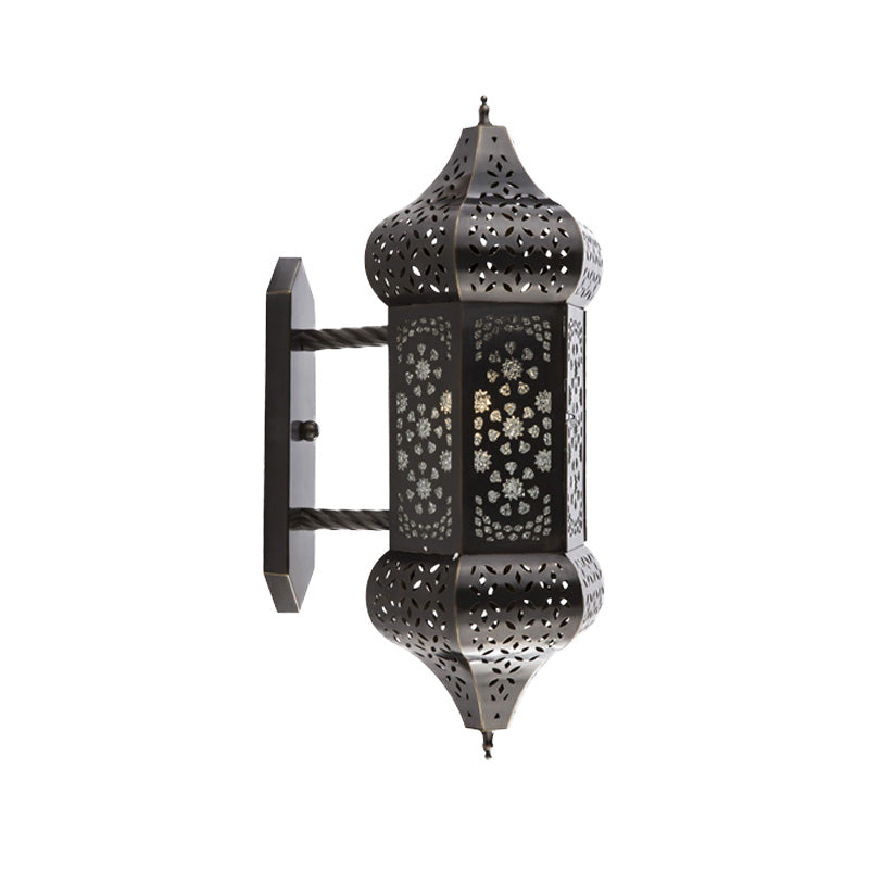 Arabische lantaarn Wand SCONCE VERLICHTING 1 licht metallic wandmontage Lamp in het zwart voor buiten