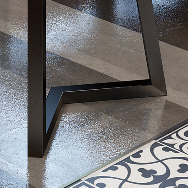 Mesa de mesa de estilo industrial con marco negro para comedor