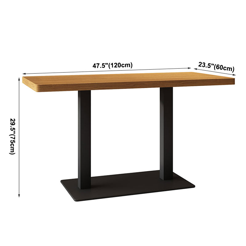 Table en bois de table de dîner brune industrielle avec cadre noir pour salle à manger
