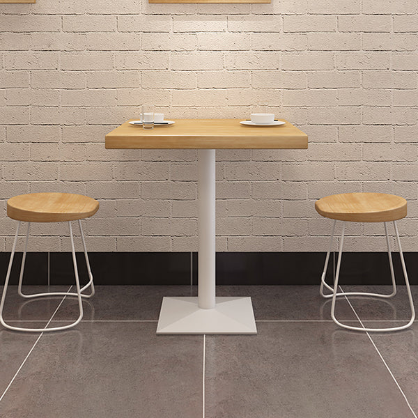 Square Wooden Fir Table Industrial Dining Table with Metal Pedestal Base