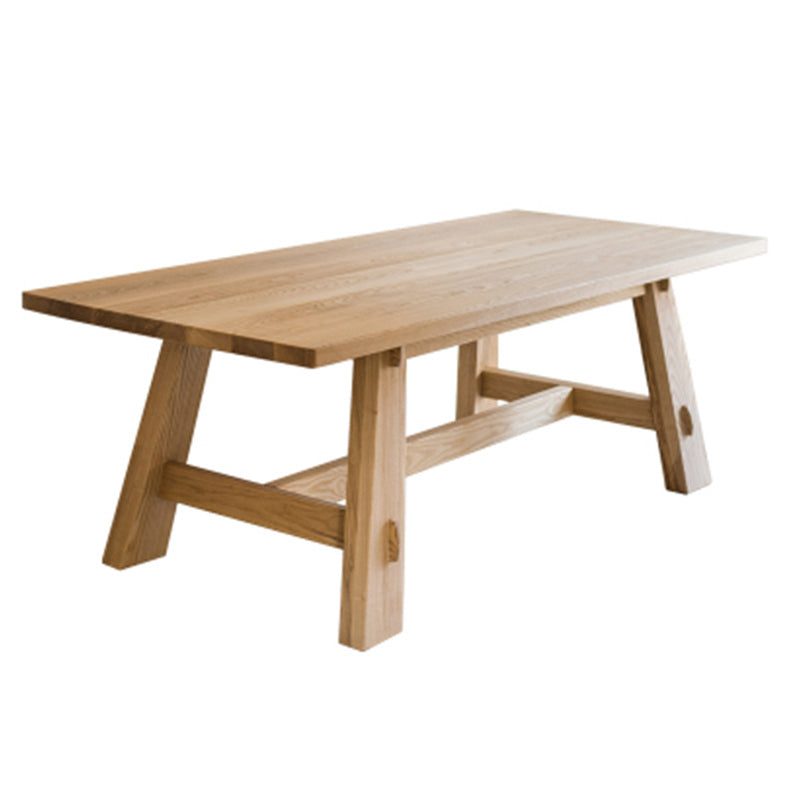 Rectangle Pine Solid Wood Table in Nature Modern Dining Table with Trestle Base for Restaurant