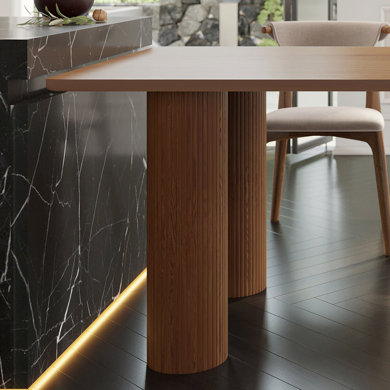 Massivholz zeitgenössischer Freiform Tisch Holz Top Esstisch für Esszimmer