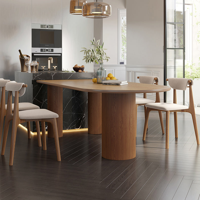 Massivholz zeitgenössischer Freiform Tisch Holz Top Esstisch für Esszimmer