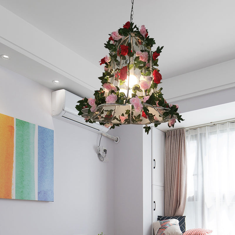 Rosa/hellrosa Glockenanhänger Beleuchtung Industrial Metal 1 Head Restaurant LED Hängende Deckenleuchte mit Rosen/Kirschblüte