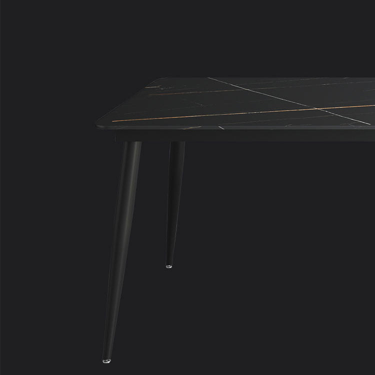 Industrial Sintered Stone Esstisch 4 Beine Metallic Basis Rechtecktisch für Zuhause