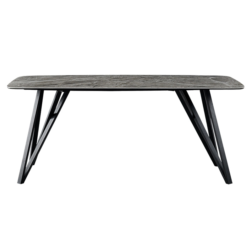 Gesinterde steen moderne rechthoek eettafel grijze steen boventafel met 4 poten