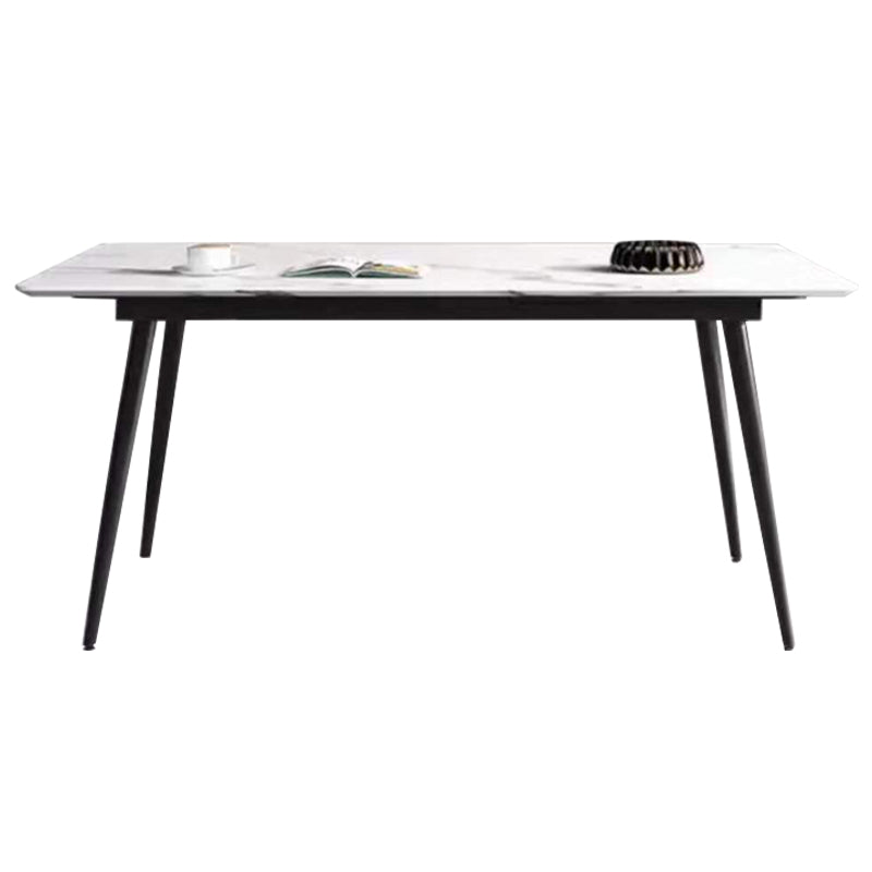Industrial Style Home Sintered Stone Dining Table Rectangle Table with Metallic Base