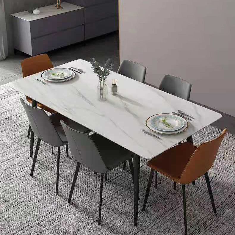 Industrial Style Home Sintered Stone Dining Table Rectangle Table with Metallic Base