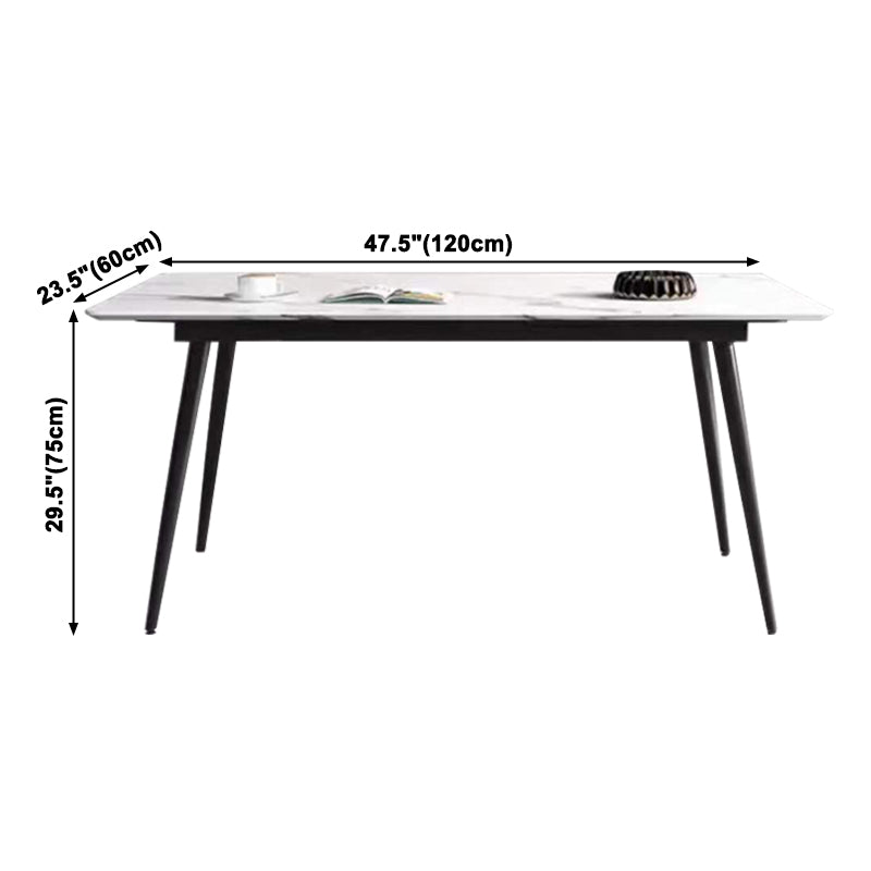 Industrial Style Home Sintered Stone Dining Table Rectangle Table with Metallic Base