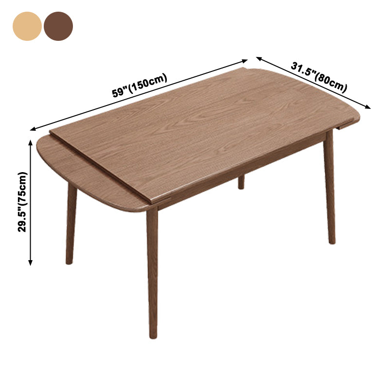 Uitbreidbare rubberen houten tafel in de natuur/walnoot moderne rechthoekige tafel met 4 poten