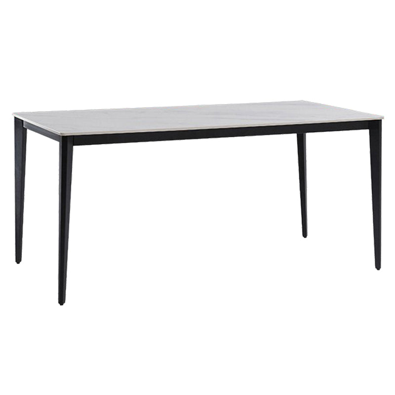 Mesa de comedor de piedra sinterizada industrial, resistente a los arañazos, mesa rectangular con base de 4 patas para el hogar