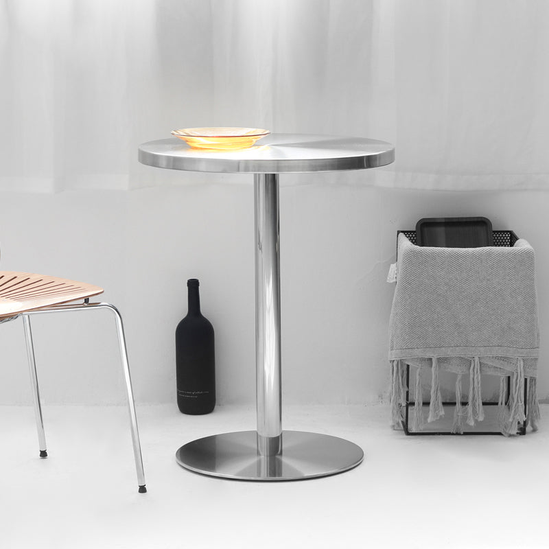 Industrial Dining Room Table Stainless Steel Table with Pedestal Table for Home Kitchen Dinner