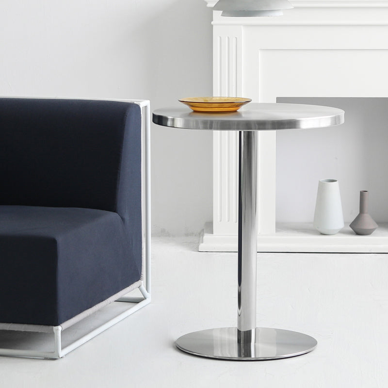 Industrial Dining Room Table Stainless Steel Table with Pedestal Table for Home Kitchen Dinner