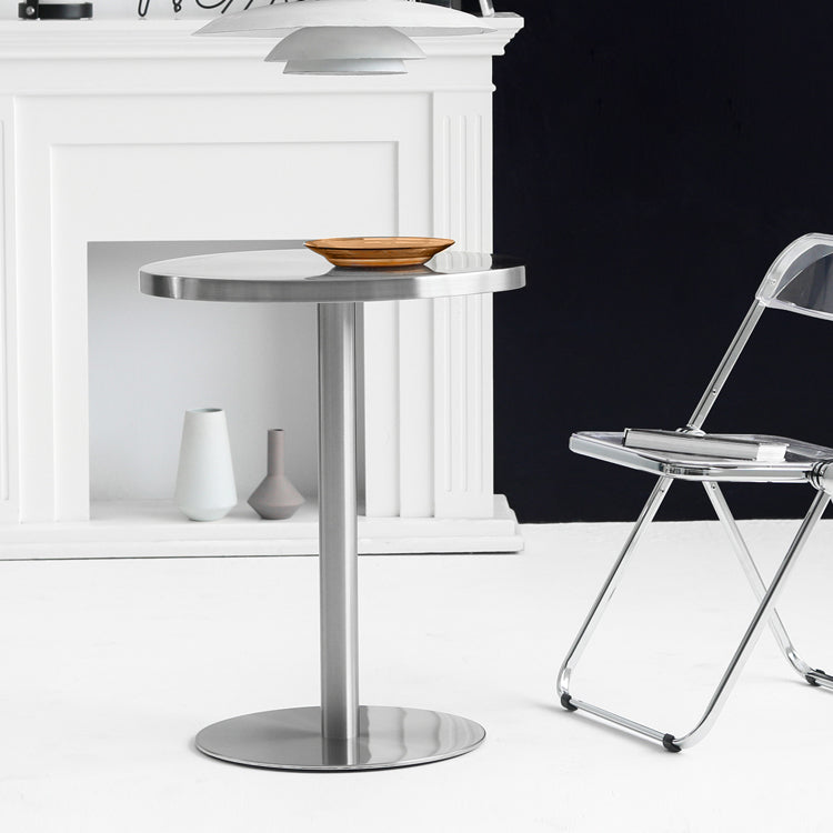Industrial Dining Room Table Stainless Steel Table with Pedestal Table for Home Kitchen Dinner