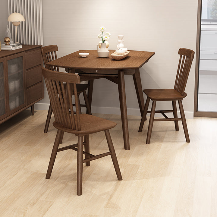Extendable Round Dining Table for Restaurant Modern Rubber Wood Table with 4 Legs