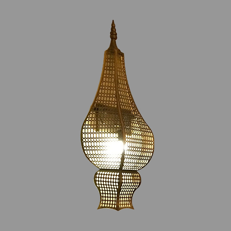 Halve vaas gang wandverlichting vintage metalen gaas 1-kops messing afwerking Arabische schans