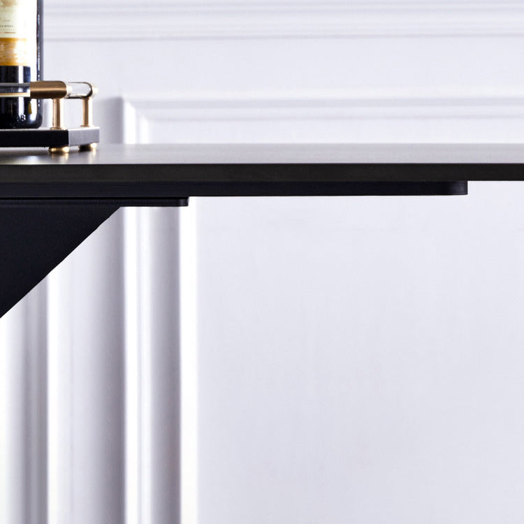Industriële eettafel gesinterde stenen tafel met zwart dubbele voetstuk voor eetkamer