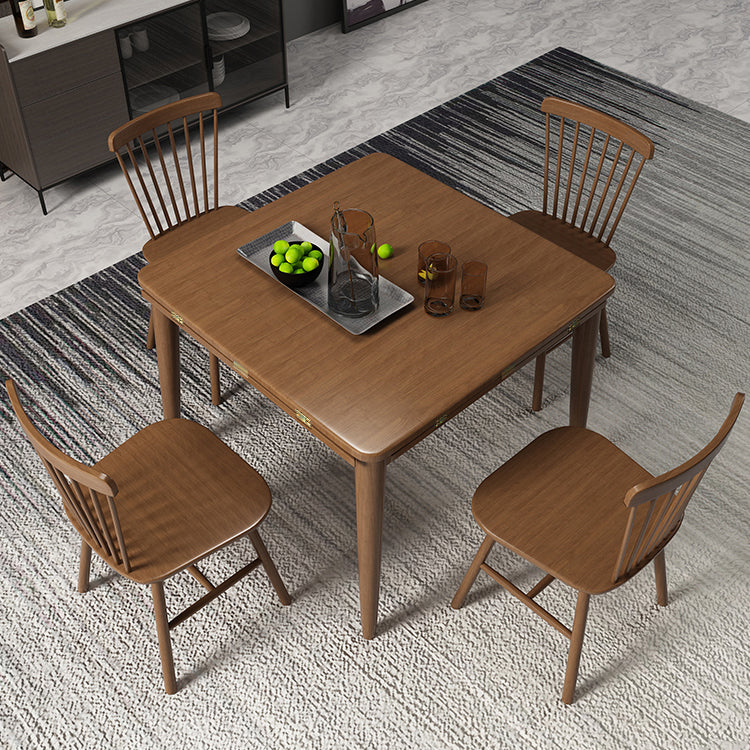 Extendable Round Dining Table Modern Adjustable Square Wooden Table with 4 Legs