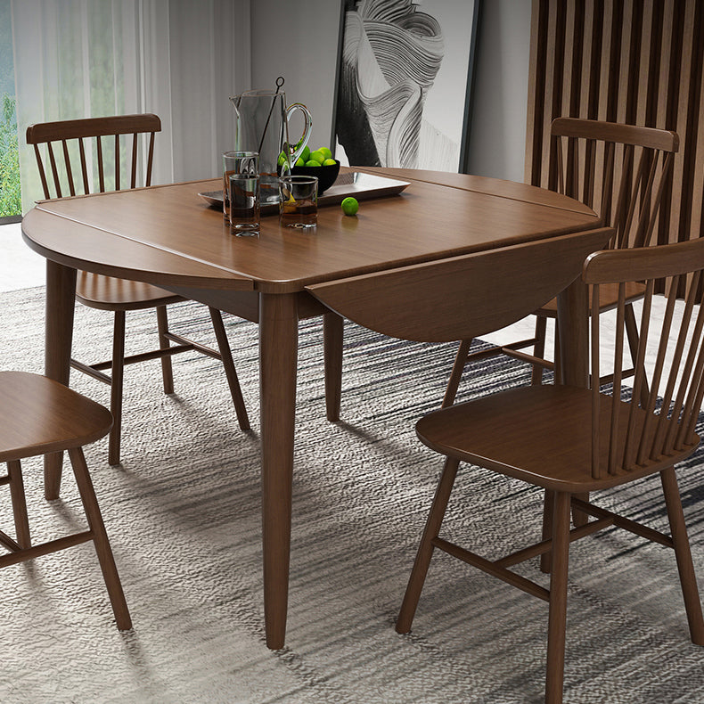 Extendable Round Dining Table Modern Adjustable Square Wooden Table with 4 Legs