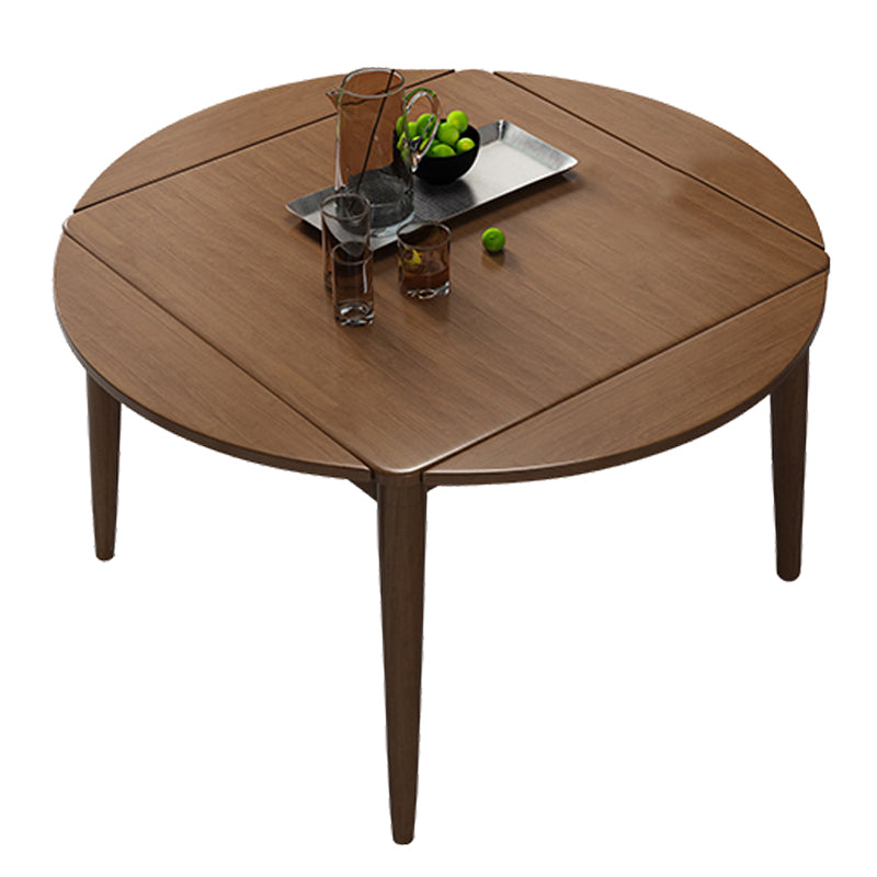 Extendable Round Dining Table Modern Adjustable Square Wooden Table with 4 Legs