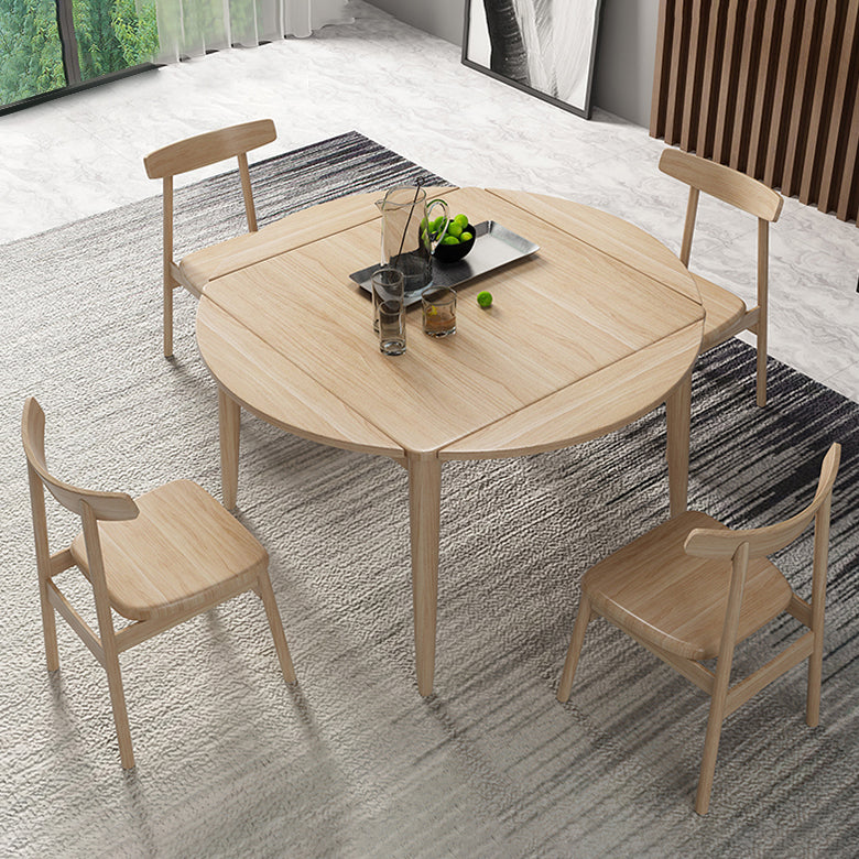 Extendable Round Dining Table Modern Adjustable Square Wooden Table with 4 Legs