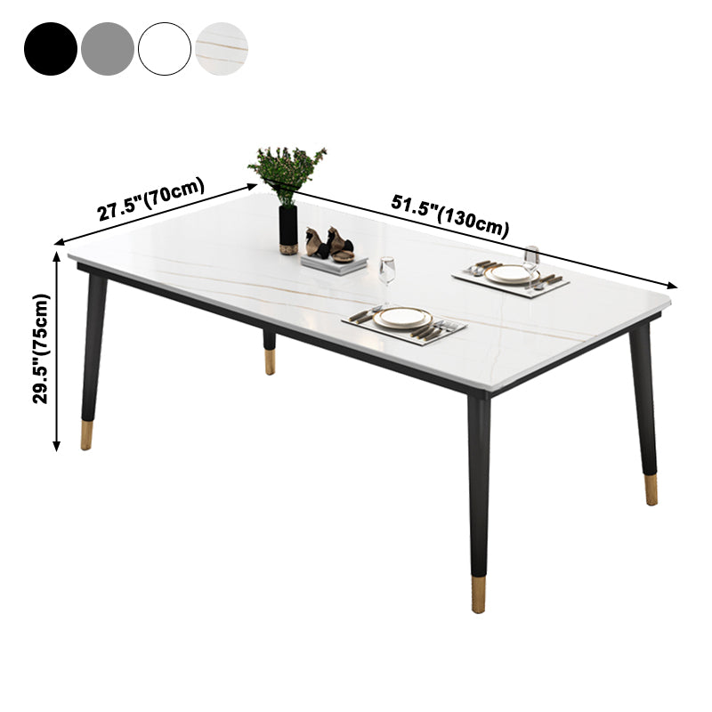 Traditional Luxury Rectangle Dining Room Table Sintered Stone Table with 4 Black Legs