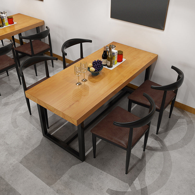 Mesa de comedor rectangular industrial Mesa de madera maciza con base de caballete