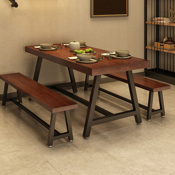 Industriële rechthoek eetkamer tafel dennen vaste houten tafel met schroefbasis