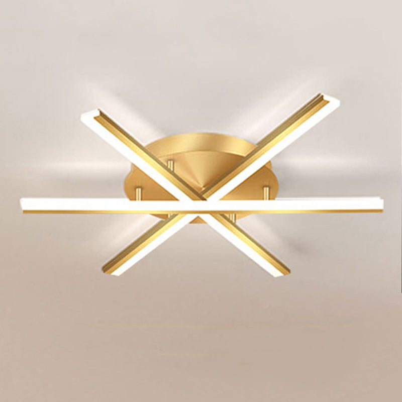Plafonnier LED linéaire en acrylique, simplicité moderne, montage encastré en fer laqué pour salon