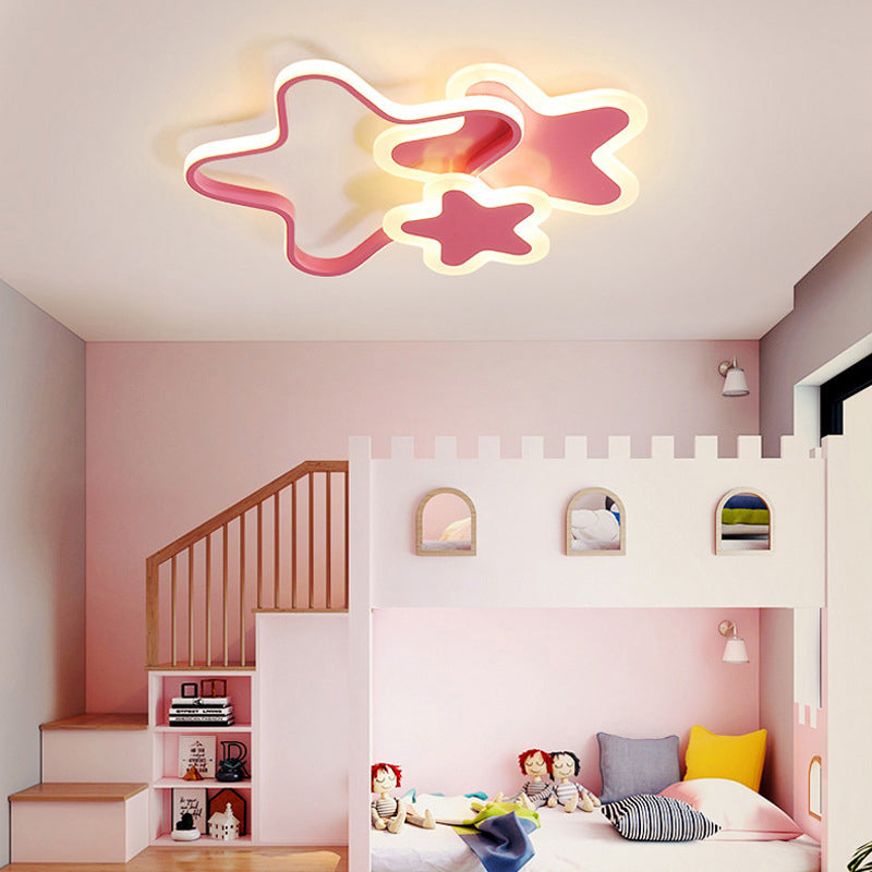 Acrylic Starry LED Ceiling Light in Modern Creative Style Lacquered Iron Flush Mount for Bedroom