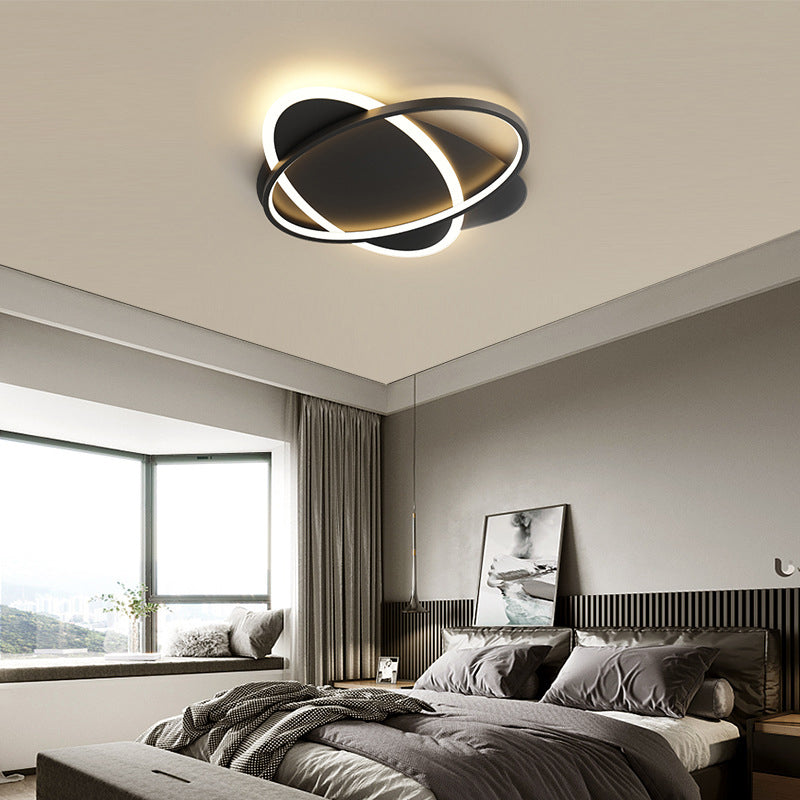 Acrylic Oblong LED Ceiling Light in Modern Minimalist Style Lacquered Iron Flush Mount for Bedroom