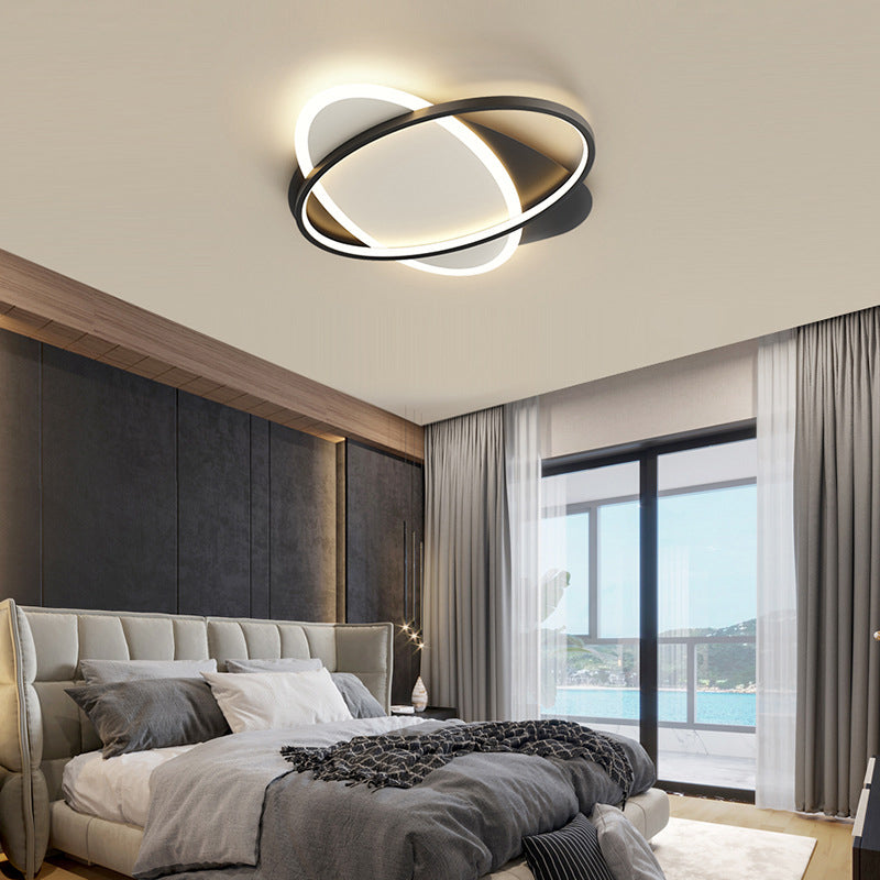 Acrylic Oblong LED Ceiling Light in Modern Minimalist Style Lacquered Iron Flush Mount for Bedroom