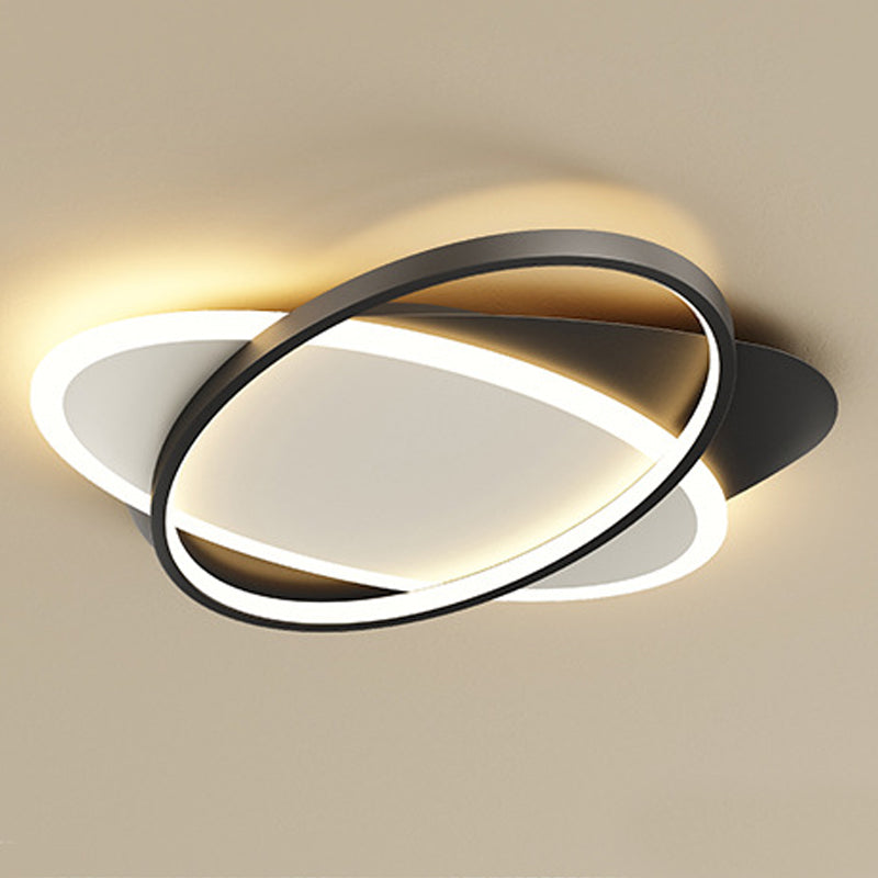 Acrylic Oblong LED Ceiling Light in Modern Minimalist Style Lacquered Iron Flush Mount for Bedroom