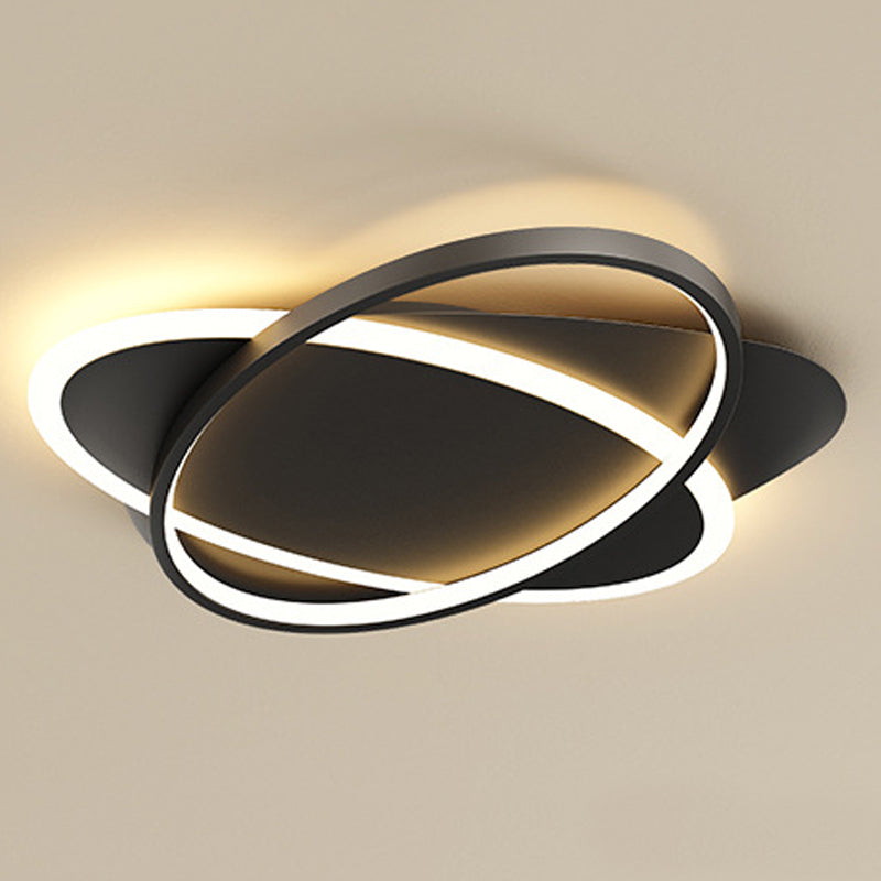 Acrylic Oblong LED Ceiling Light in Modern Minimalist Style Lacquered Iron Flush Mount for Bedroom