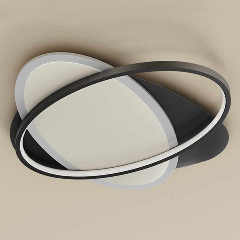 Acrylic Oblong LED Ceiling Light in Modern Minimalist Style Lacquered Iron Flush Mount for Bedroom
