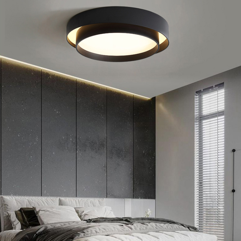 Lámpara de techo LED circular creativa moderna, soporte empotrado de hierro lacado con pantalla acrílica